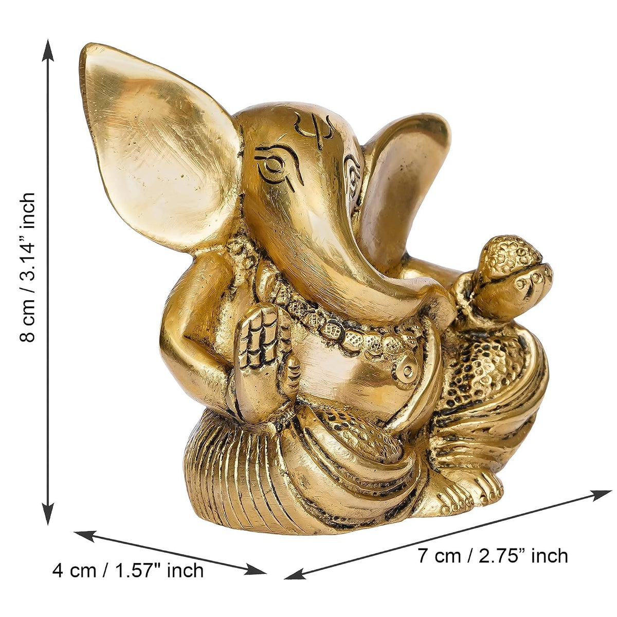 Blessing Lord Ganesha with Modak Brass Handcrafted Idol, Gold, One Size, (BGG542) Visit the eCraftIndia Store