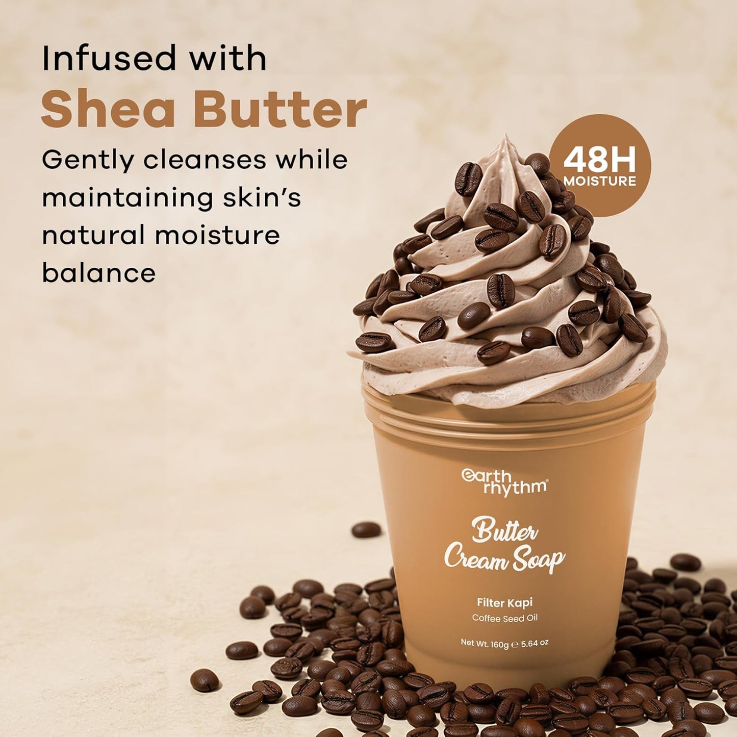 Earth Rhythm Butter Cream Soap, 48H Moisture, Gentle Cleanse, No Sulphates, No Phthalates – Filter Kapi