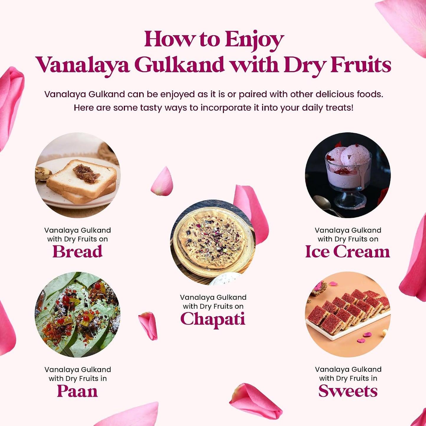 Vanalaya Natural Organic Gulkand Prepared using Sun Cooked Damask Rose along with Dry fruits | Natural | Organic -600 grams