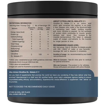 Supplement container with nutritional information and usage guidelines on a white background