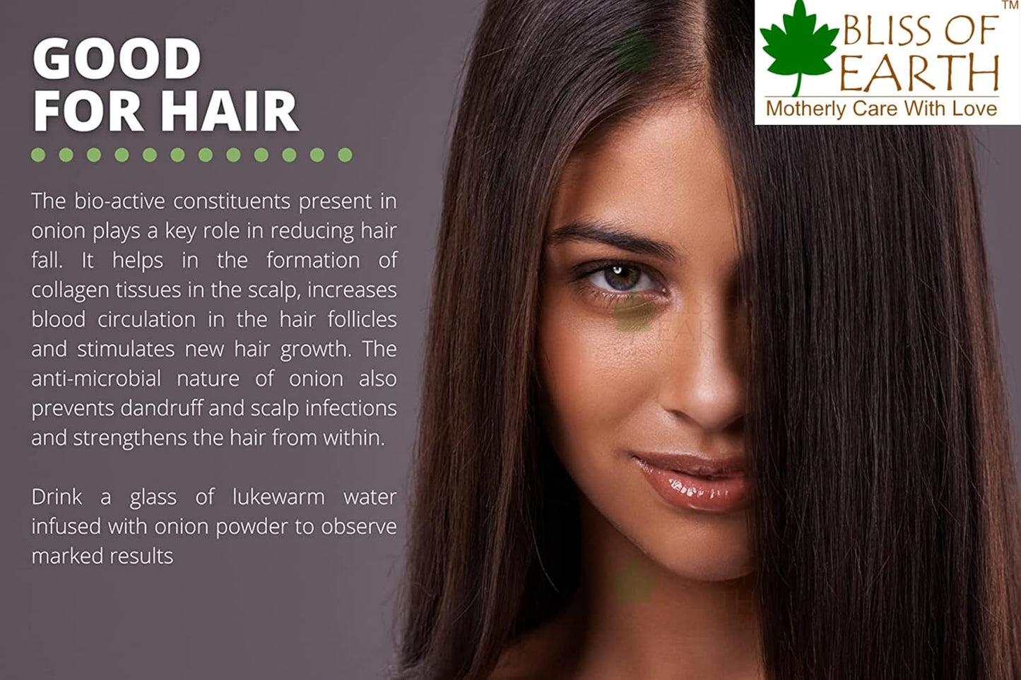 Bliss Of Earth 500Gm Natural White Onion Powder, Dehydrated, Good For Cooking & Hair Growth
