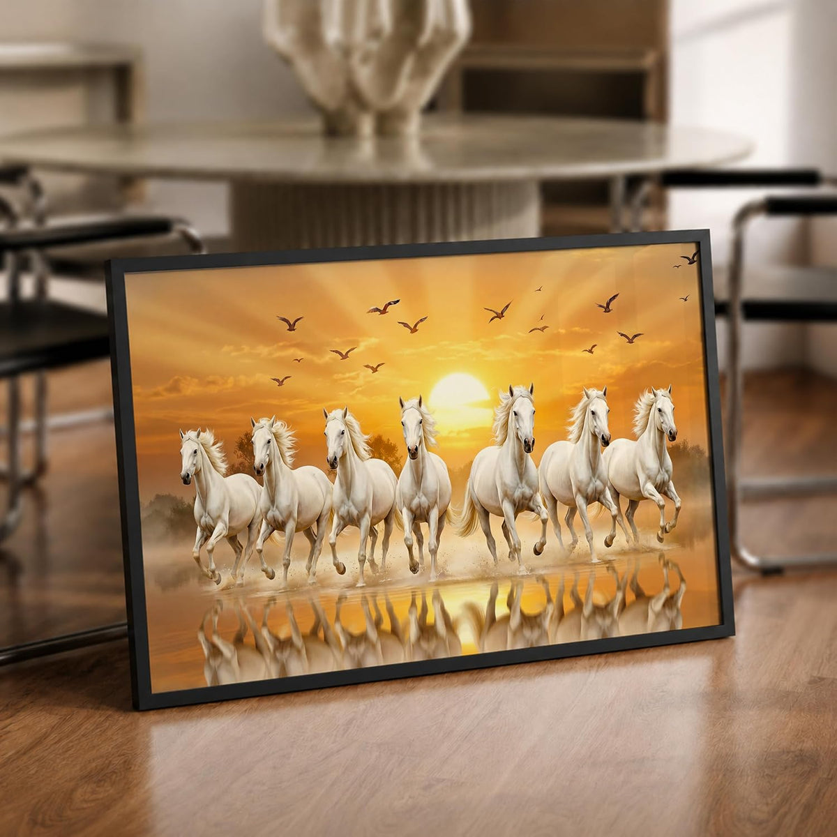 7 Horse Vastu Wall Painting (Landscape Collection) (Natural, Design 25, 48L x 33W cm)