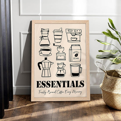 Framed Food Wall Art for Kitchen, Restaurant & Cafe Decor, 300 GSM Art Print, Natural Synthetic Wood Frame, Illustration, ART-7, 10x13 Inches