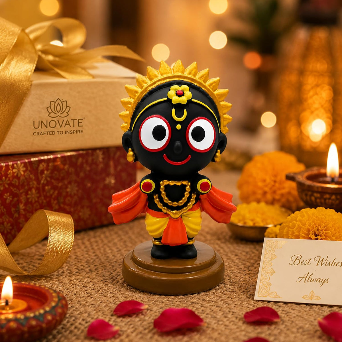 UNOVATE Lord Jagannath Idol for Home Temple, Car Dashboard & Office Desk