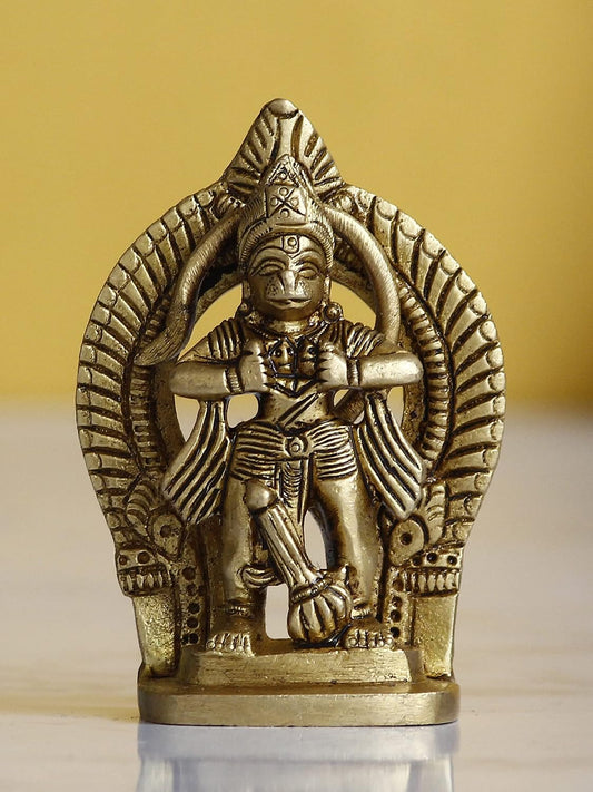 Golden Brass Handcrafted Lord Hanuman Opening His Heart and Showing Sita Ram in His Heart Idol - Divine and Expressive Religious God Statue for Home, Office, Temple, Pooja Room