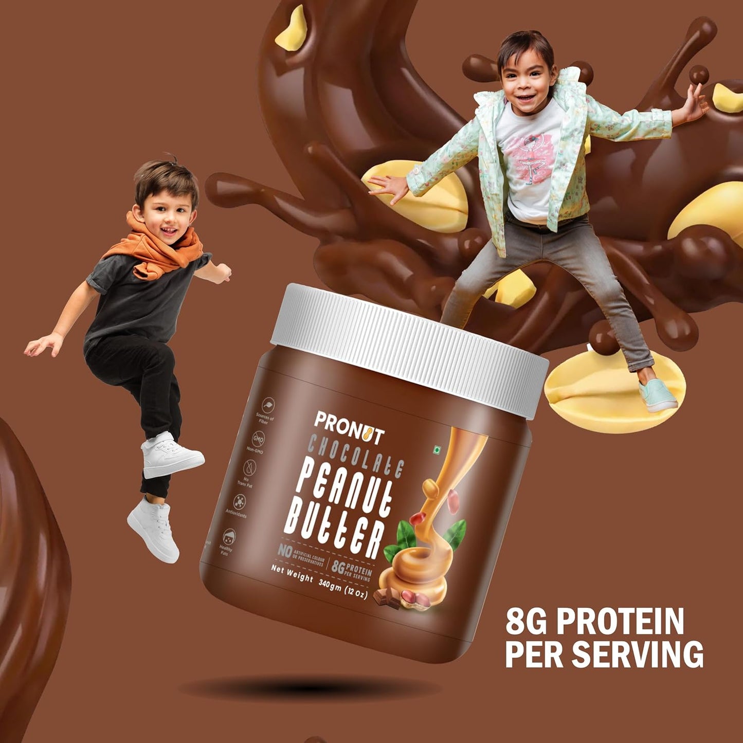 PRONUT Chocolate Peanut Butter|Pure Dark Chocolate|High Protein|Vegan|Gluten-Free