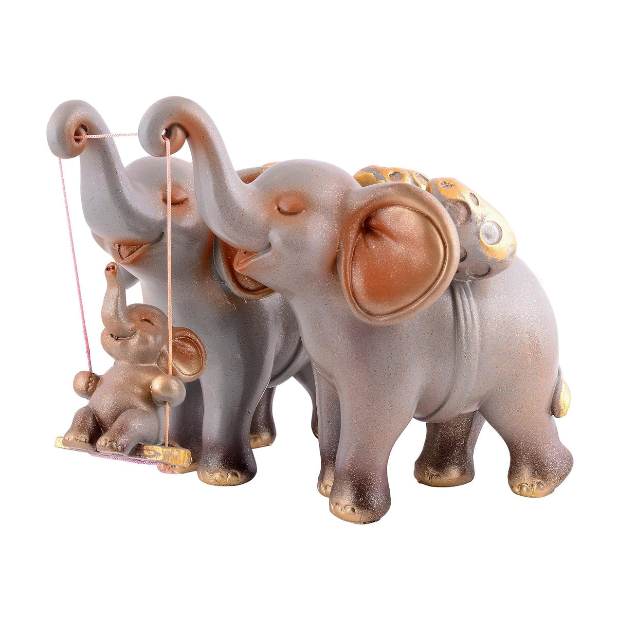Decorative Elephant Family Showpiece Home & Office Decor(Grey)