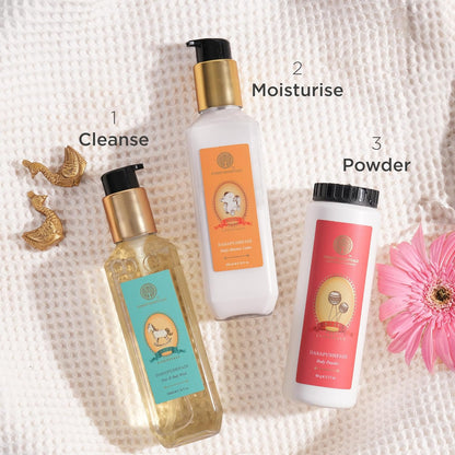 Forest Essentials Baby Body Powder Dasapushpadi | Talc-Free Natural Powder with Cornstarch & 10 Specific Herbs for Baby Care | Gentle & Safe