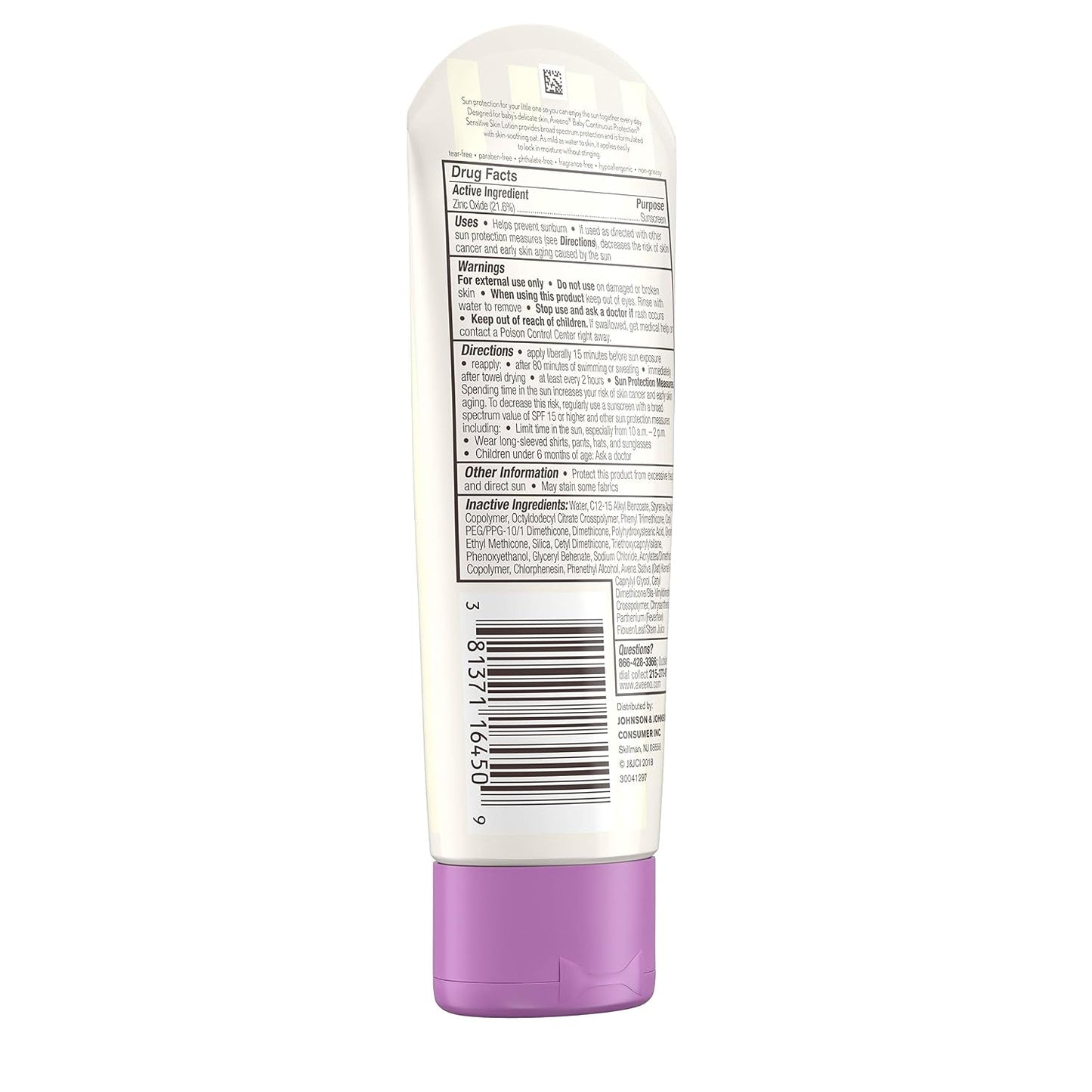 Aveeno Baby Continuous Protection Zinc Oxide Mineral Sunscreen Lotion for Sensitive Skin with, 88ml" )