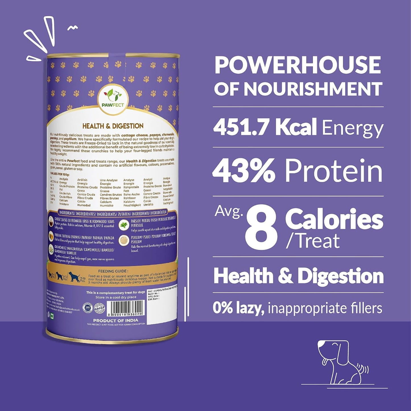 Pawfect Nature's Munch Health & Digestion Dog Treat| For Better Health and Digestion for Dogs| Freeze-Dried bite size| All natural| Grain & Gluten free| Low calorie| Healthy Training Treats(75g/2.7oz)