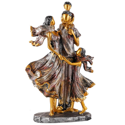 Family Showpiece for Home Decor, Golden (11 inch), Resin, Bird