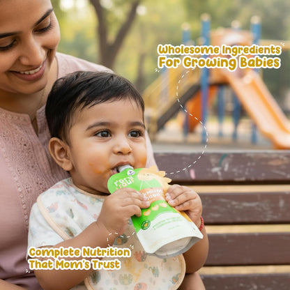 Rorosaur Ready to Eat Muskmelon & Mango Baby Food Puree Pouch 100g Each, Pack of 2 | For 6+ Months Babies & Toddlers | 100% Natural, No Added Sugar, No Preservatives