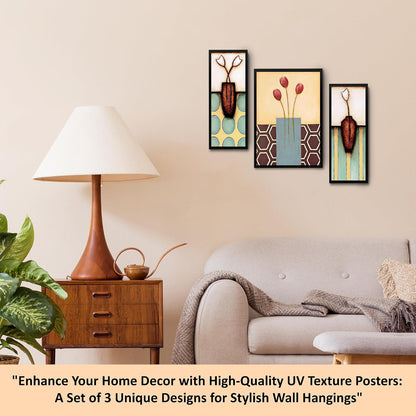 Wall Painting Frames For decor, Pictures Frame For Living Room, Home Decoration, Bedroom, Set of 3, 1pc- 23 x 30 cm, 2pc- 12.5 x 30 cm (Design 10)