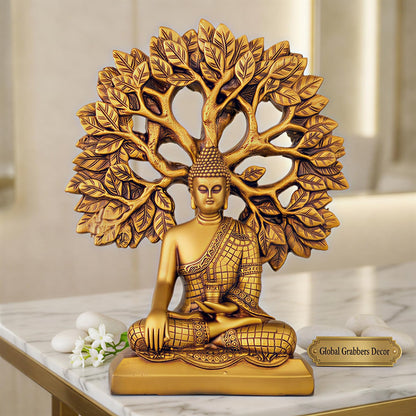 Global Grabbers Buddha Statue Showpiece Idol Home Decor Decoration Items for Living Room and Gifts (GOLDEN4)