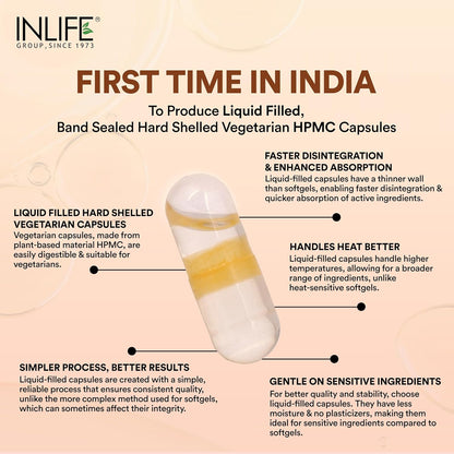 INLIFE Natural Garlic Oil with Coconut Oil Filled Capsules | Extra Virgin Cold Pressed Oil | Helps Support Heart Health, Immunity & Digestion | 60 Vegetarian Capsules