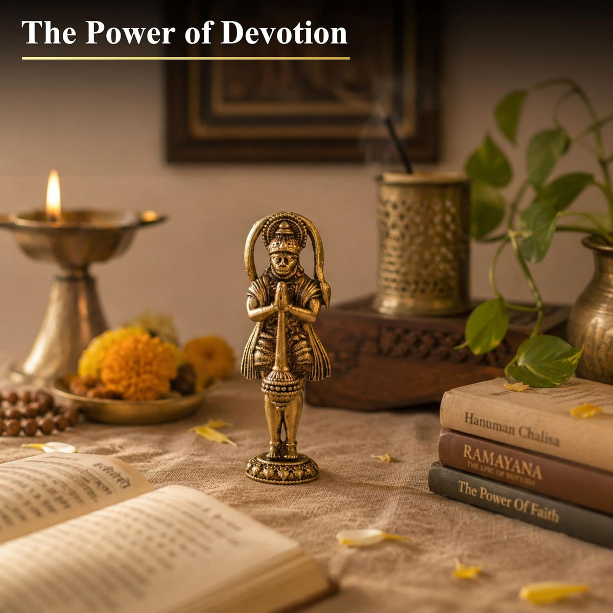 2.5 Inch Pure Brass Lord Hanuman Idol | Bajrangbali Murti for Home Temple, Mandir, Pooja Room & Office Desk | Ideal for Pooja, Diwali, Festive Gifting & Religious Home Decor