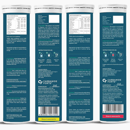 Carbamide Forte Magnesium Supplements Bisglycinate Effervescent Tablets 1000mg | Magnesium Glycinate Tablets | Supports Sleep, Muscle Cramp & Nerve Function - 2 X 20 Tablet - Lemon & Mixed Berry Flavour
