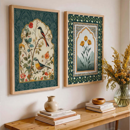 Indian Art Indian Traditional Madhubani Floral Paintings for Living Room | Painting for Wall Decoration| Framed Wall Painting for Home Room Bedroom Office Décor| Poster With frames (Art 5, (10x13 inch), Framed)
