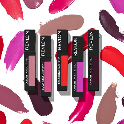 REVLON ColorStay Satin Ink Crown Jewels Liquid Lipstick, Longlasting & Waterproof Lipcolor, Moisturizing Creamy Formula Infused with Black Currant Seed Oil, 036 Royal Amethyst, 0.17 fl oz.