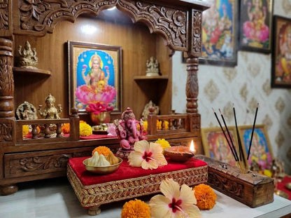 Polyresin and Marble Ganesh Ji Idol Murti for Pooja Room & Car Dashboard (Pink, Aashirwad Mudra)