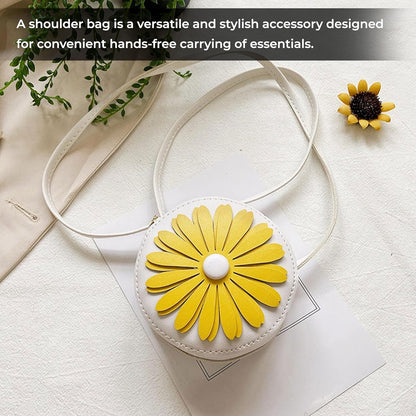 BEMBIKA Kids Sling Bag – Trendy Mini Crossbody Sling Backpack for Boys & Girls, Colorful PU Shoulder Bag -(3–6 Years | White Flower Design)