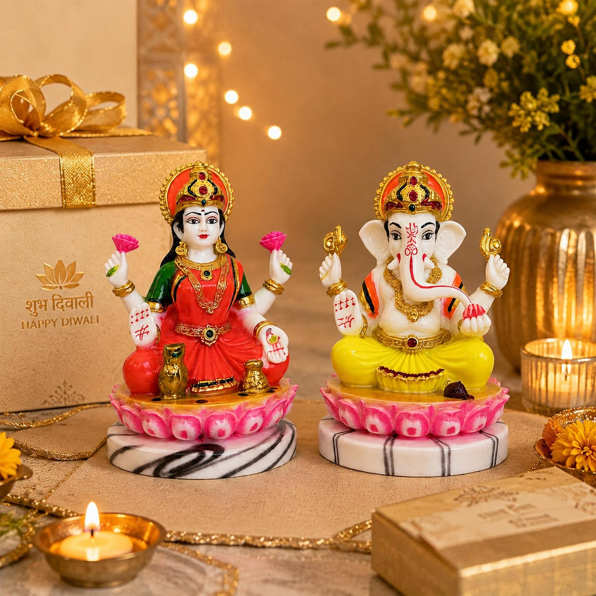 Laxmi Ganesh Idol Pair | Home Temple | Pooja | Diwali Gift | 4 Inch