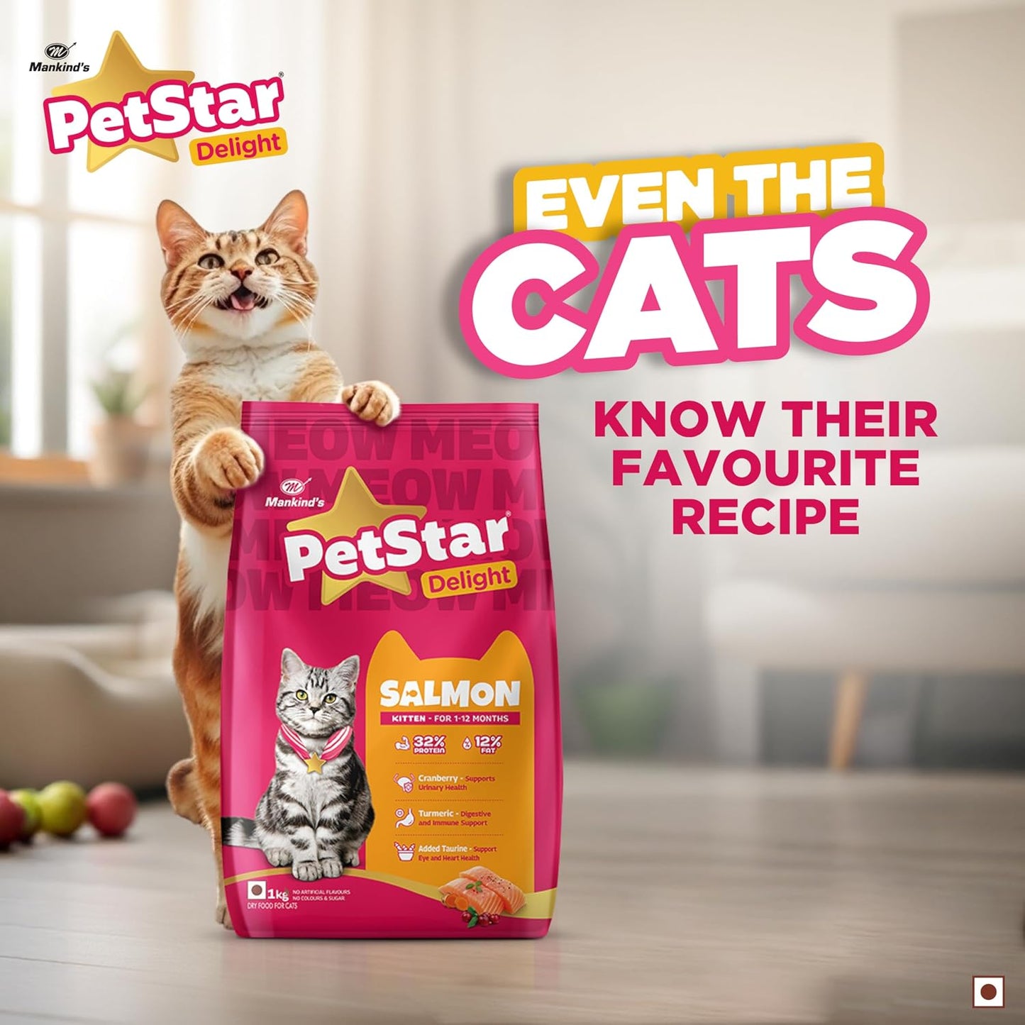 Mankind PetStar Kitten Cat Food – Salmon Flavour (1 Kg) | Complete & Balanced Nutrition for Healthy Growth, Urinary, Immune & Digestive Support