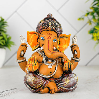 Ganesh ji murti Idol Statue Showpiece Home Decor Items for Living Room and Gifts (Maroon Brown)
