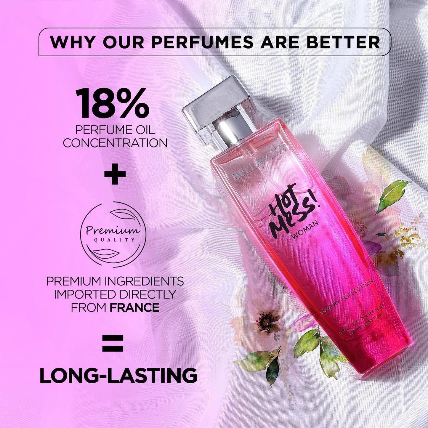 Bella Vita Luxury Hot Mess Woman Eau De Parfum Perfume with Mandarin, Passionfruit, Musk|Premium, Long Lasting Fruity & Musky Fragrance for Women 100ML