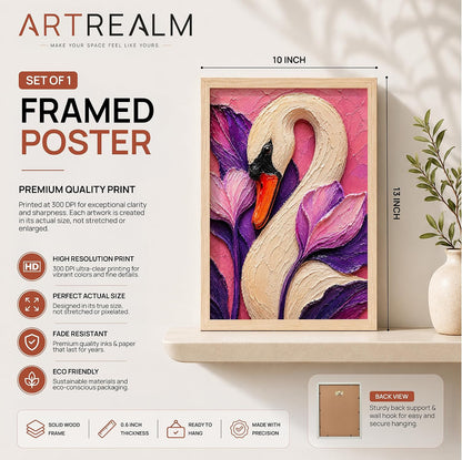 White Swan Framed Wall Art, Natural, 10x13 Inches