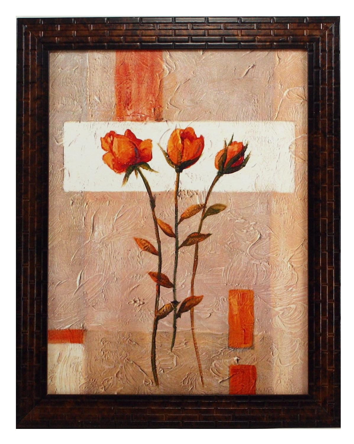 3 PC Set of Floral Paintings (1091a) Without Glass 5.2 X 12.5, 9.5 X 12.5, 5.2 X 12.5 INCH