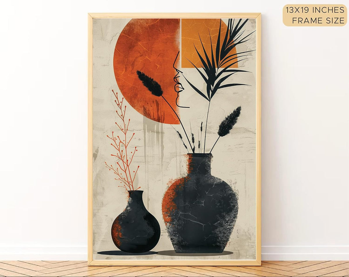 Boho wall Art Paintings Modern Art Framed Wall Painting for Living Room Bedroom - Wall Posters | Paintings with Frame Set of 3 (14x18 Inches) (Art 3)