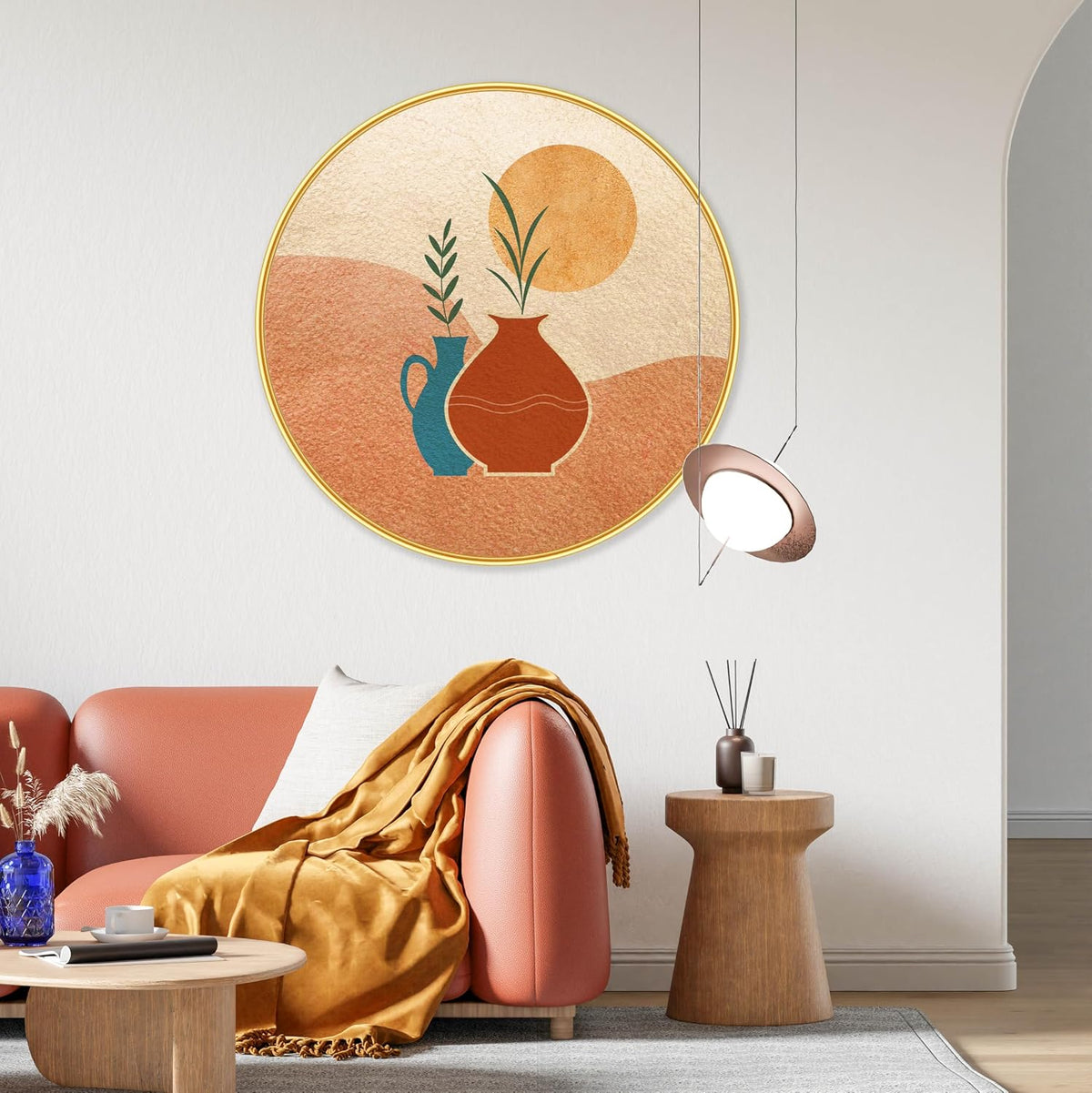 flower pot modern art Premium Sparkle lamination Golden Slim Frame 50.8 cm x 50.8 cm Large Size, For Home/Office/Hotel painting GRL-49