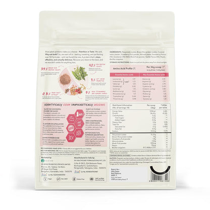 Happy Cultures Plant Protein 505g - Strawberry & Almond | 24g Protein | Vegan | Pea & Brown Rice Protein | No Added Sugar | Dairy Free | Probiotics | Easy Digestion | For Men & Women