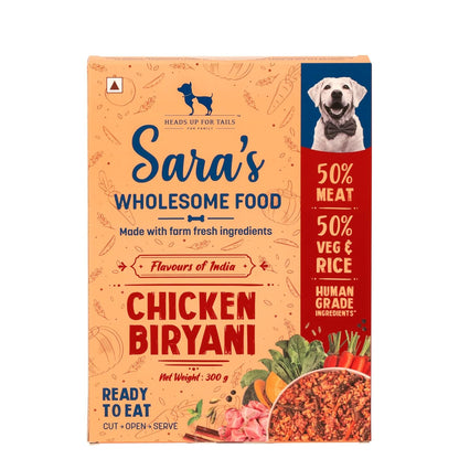 Sara's Wholesome by HUFT Chicken Biryani Wet Dog Food – 300 gm | Human-Grade Ingredients | High-Protein, Natural & Preservative-Free | Suitable for Puppies & Adult Dogs