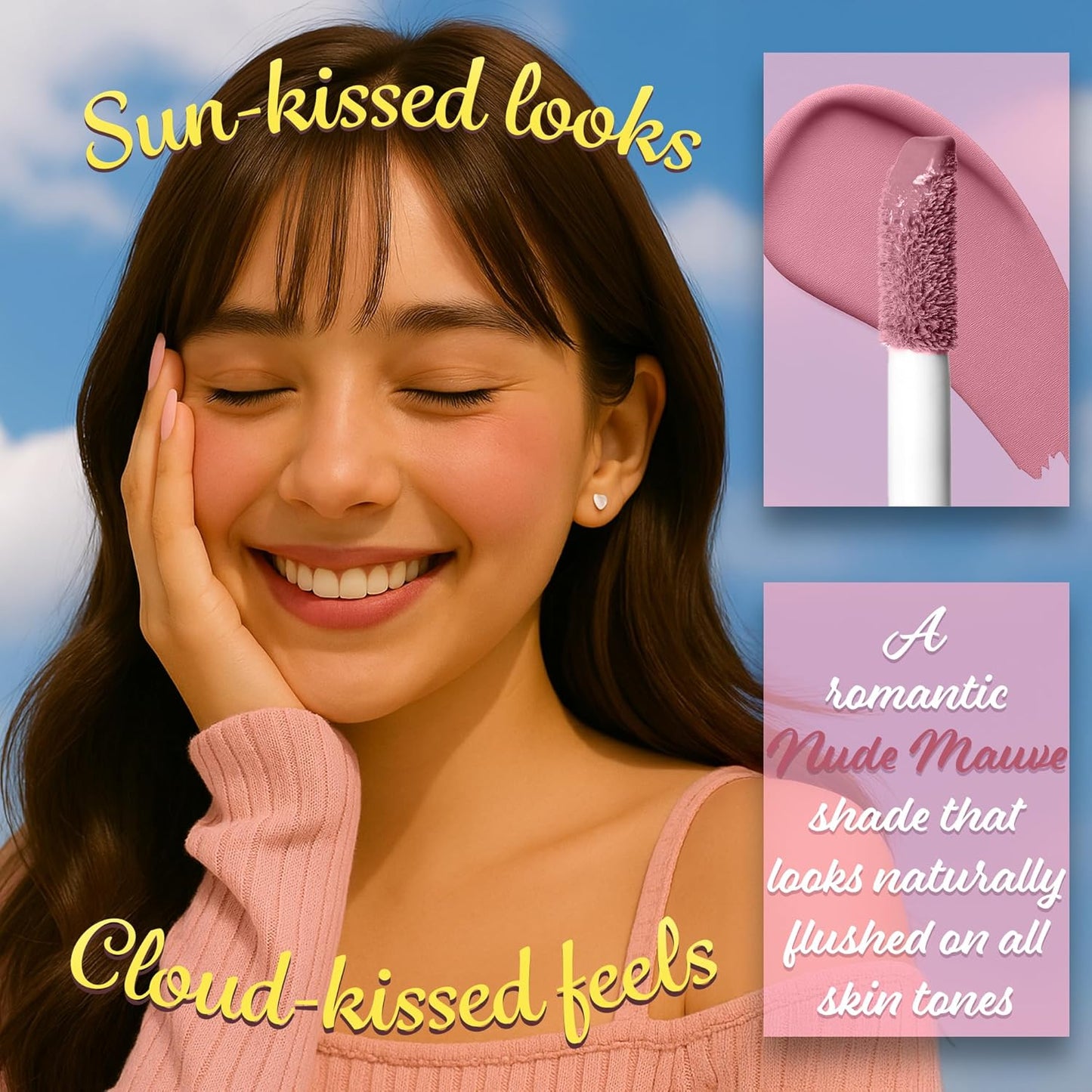 FACES CANADA Cloud Love Liquid Blush - Love Potion 03, 5ml | Soft Rosy Look | Long Lasting | Blends Easily | Blurred Matte Effect | Lightweight | Natural Tint | Cushion Applicator | Niacinamide Infused