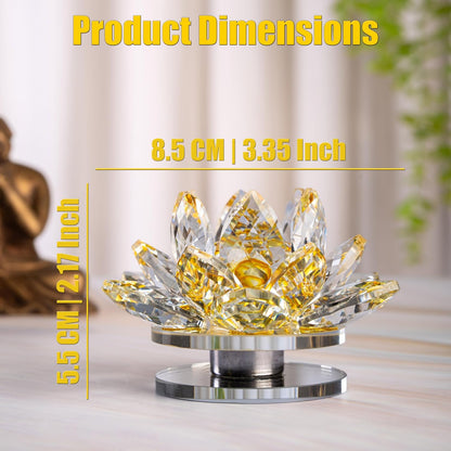 Crystal Lotus Flower Glass Showpiece, Decor -8.5 x 5.5 CM