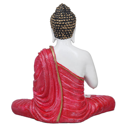 Red Resin Handcrafted Blessing Lord Buddha Idol | Serene Home, Office Decor | Perfect for Offices, Meditation Rooms | Gift for Housewarmings, Diwali