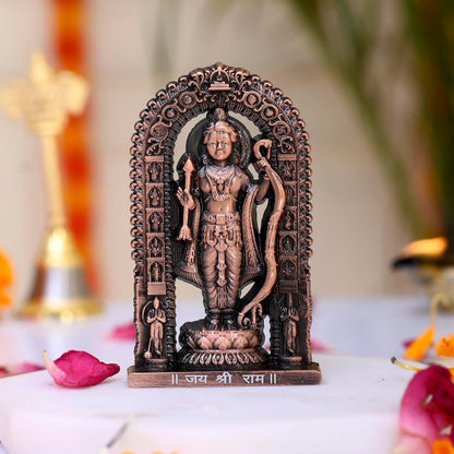 Lord Ram Idol | Ram Darbar Murti for Car Dashboard & Home Temple | Shri Ram Statue for Pooja Room & Gift Purpose (Antique Finish) (Copper Color, Height - 2.7 Inch)