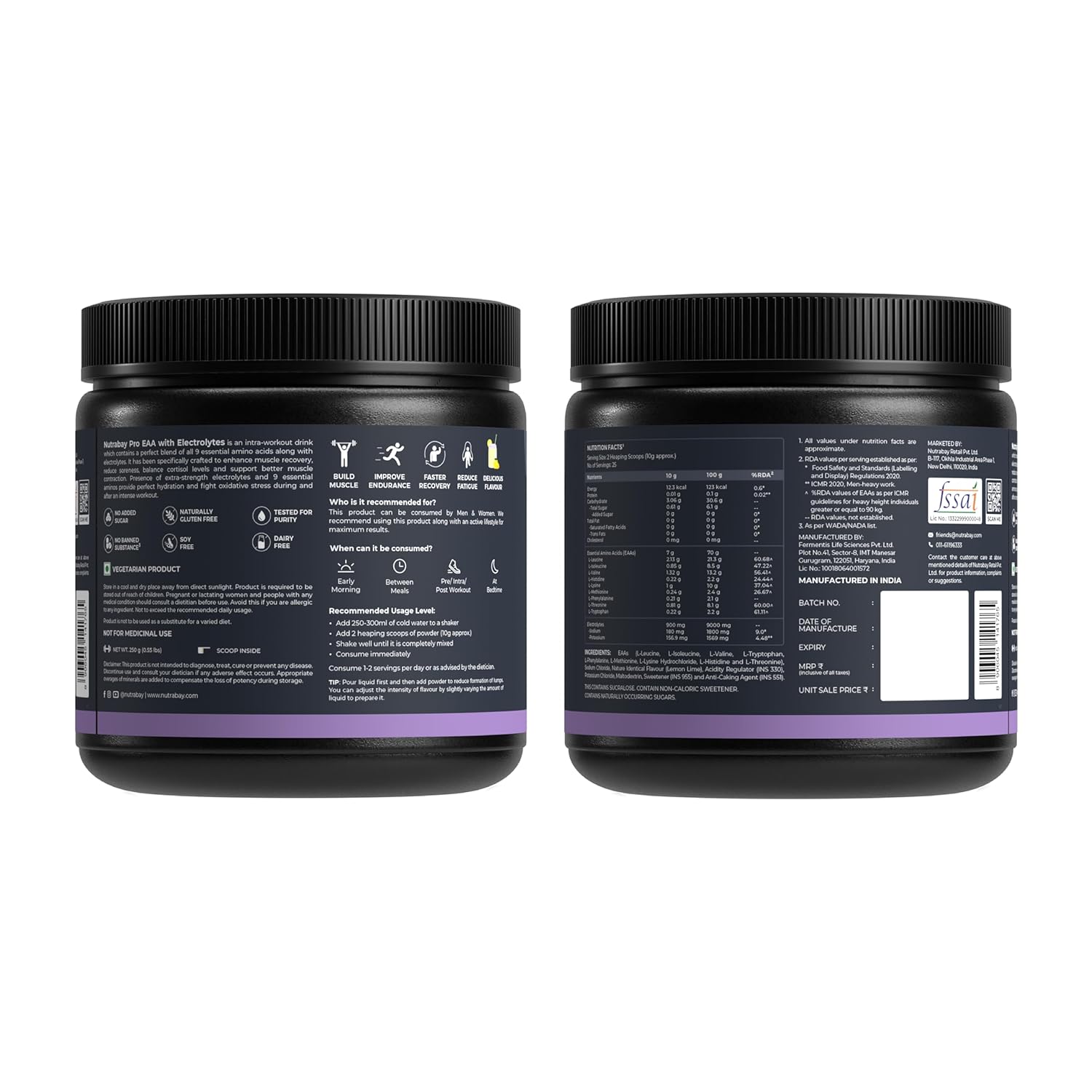 Two black containers with labels on a white background