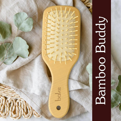 BAKE Bamboo Buddy Wooden Paddle Hair Brush | Natural Bamboo Bristles | Bamboo Comb | Gentle on Hair | Strengthens Scalp & Promotes Hair Growth | For Men & Women | Large Hair Brush