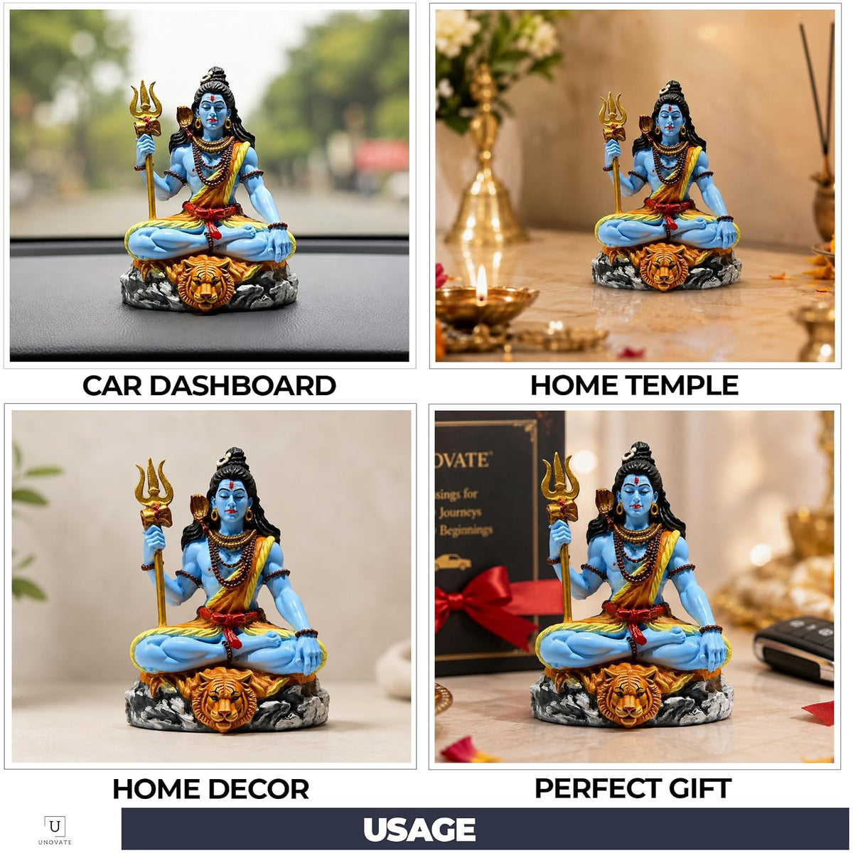 UNOVATE Shiva Idol for Car Dashboard | Adiyogi Statue | Mahadev Idol, Blue
