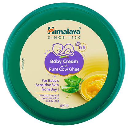 Himalaya Baby Cream with Pure Cow Ghee & pH5.5 (50ml)| Moisturizes & nourishes Skin All Day Long | for Dry and Sensitive Skin