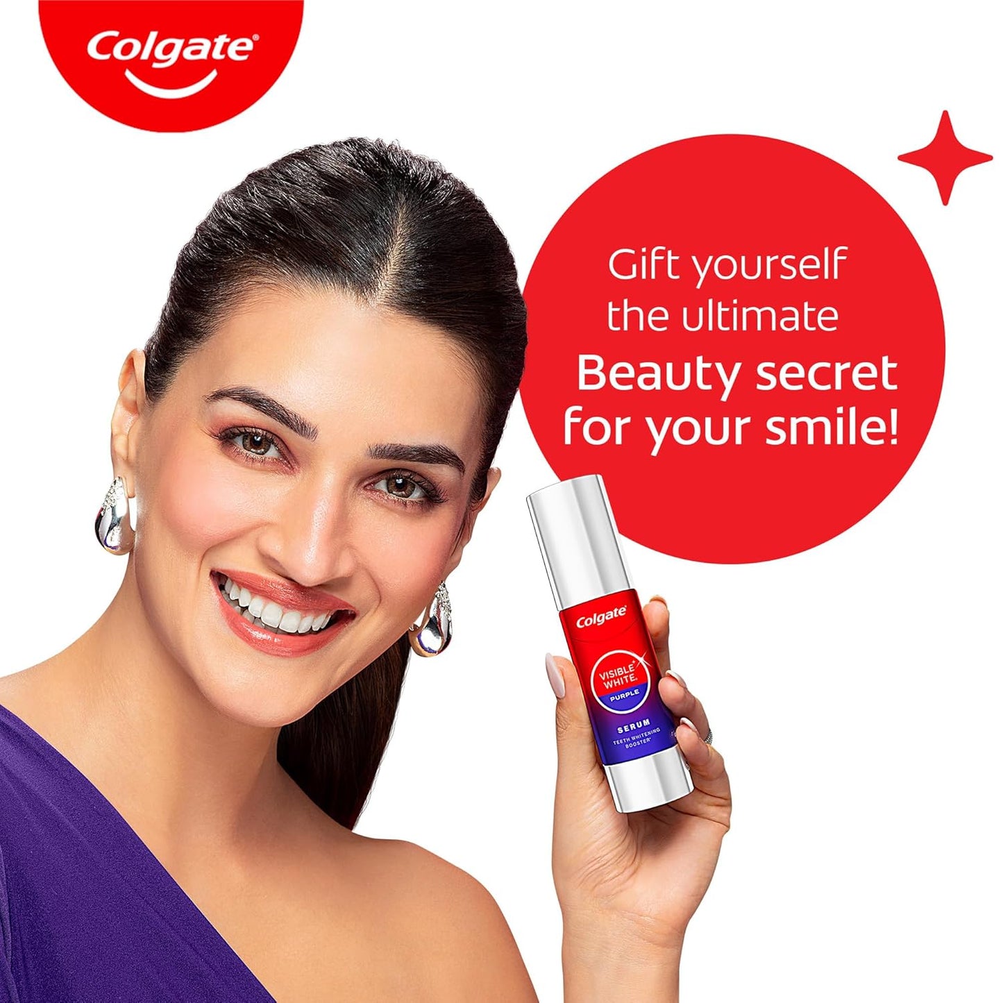 Colgate Visible White Purple Teeth Whitening Serum, 40ml – Mint & Yuzu Flavour, Instant Brightening Purple Serum for Whiter Smiles