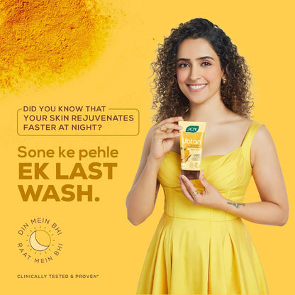Joy Ubtan Tan Removal Face Wash 100ml | Detans, Removes Dirt & Blemishes for a Natural Glowing Skin | Enriched With Turmeric, Saffron & Sandalwood | Suitable for All Skin Types