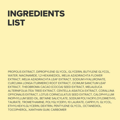 Ingredients list on a beige background
