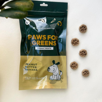 PAWS FOR GREENS Vegan Dog Treats, 100% Natural Plant-Based & Gluten-Free Crunchy Biscuits, Healthy Meat-Free Snacks for Dogs, Vegetarian Training Treats for All Breeds, 100g