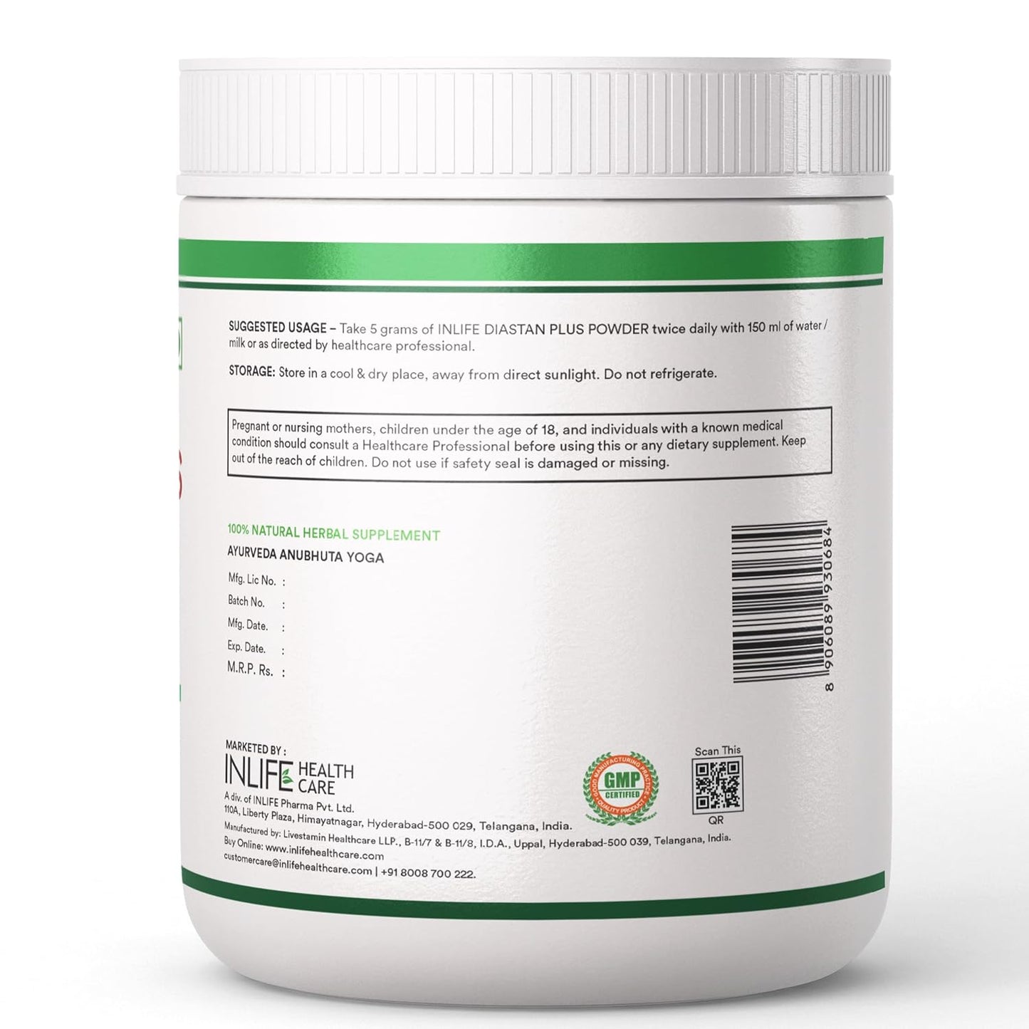 INLIFE Diastan Plus Powder| Ayurvedic Herbal Supplement| Infused with Gymnema Sylvestre, Jamun, Karela, Tulasi, Amla, Turmeric, Licorice for More Glucose Support & Metabolisam| For Men & Women 300g
