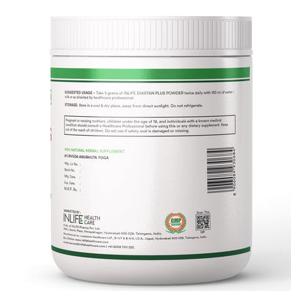 INLIFE Diastan Plus Powder| Ayurvedic Herbal Supplement| Infused with Gymnema Sylvestre, Jamun, Karela, Tulasi, Amla, Turmeric, Licorice for More Glucose Support & Metabolisam| For Men & Women 300g
