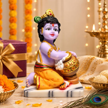 UNOVATE Krishna Makhan Chor Statue | Home Temple | Janmashtmi | Purple